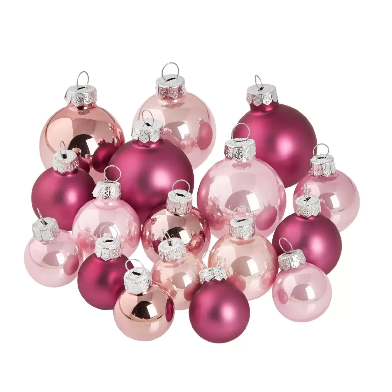 Weihnachtsbaumschmuck | Adventskränze & Zubehör>NANU-NANA 17er Set Glaskugeln Mix, Rosa