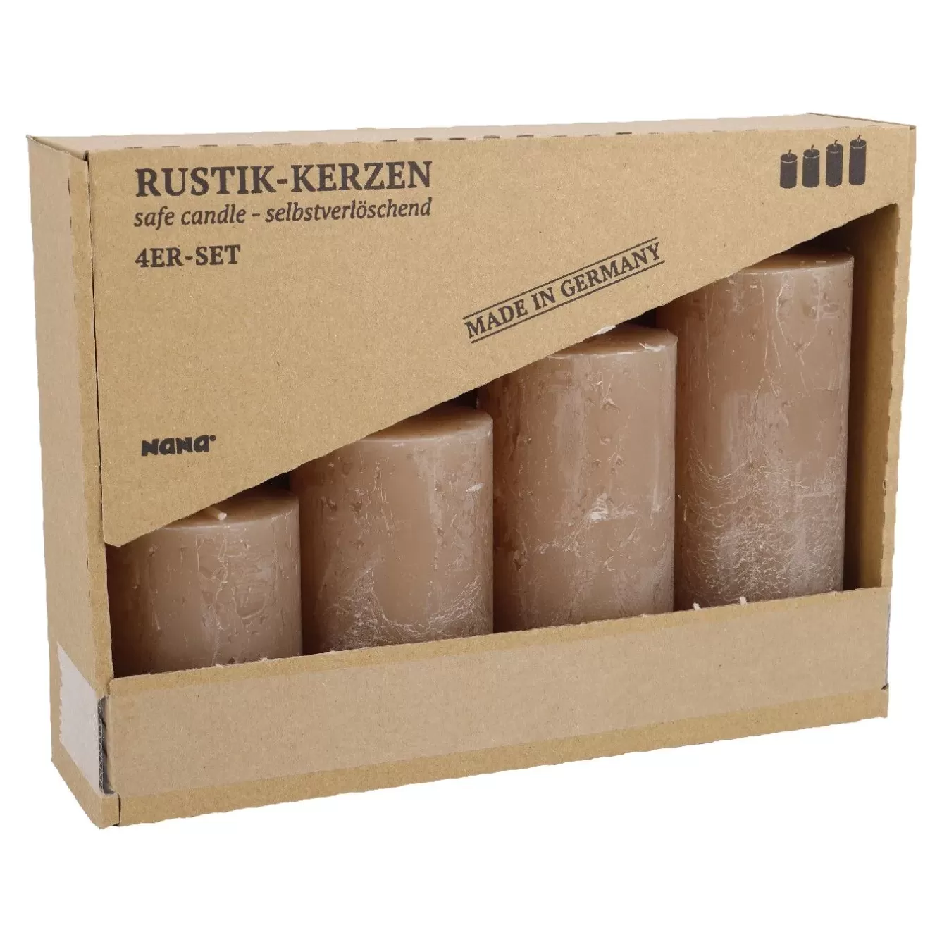 Kerzen & Kerzenständer | Weihnachtskerzen>NANU-NANA 4er Set Kerze Rustik, Gestuft, Karamell