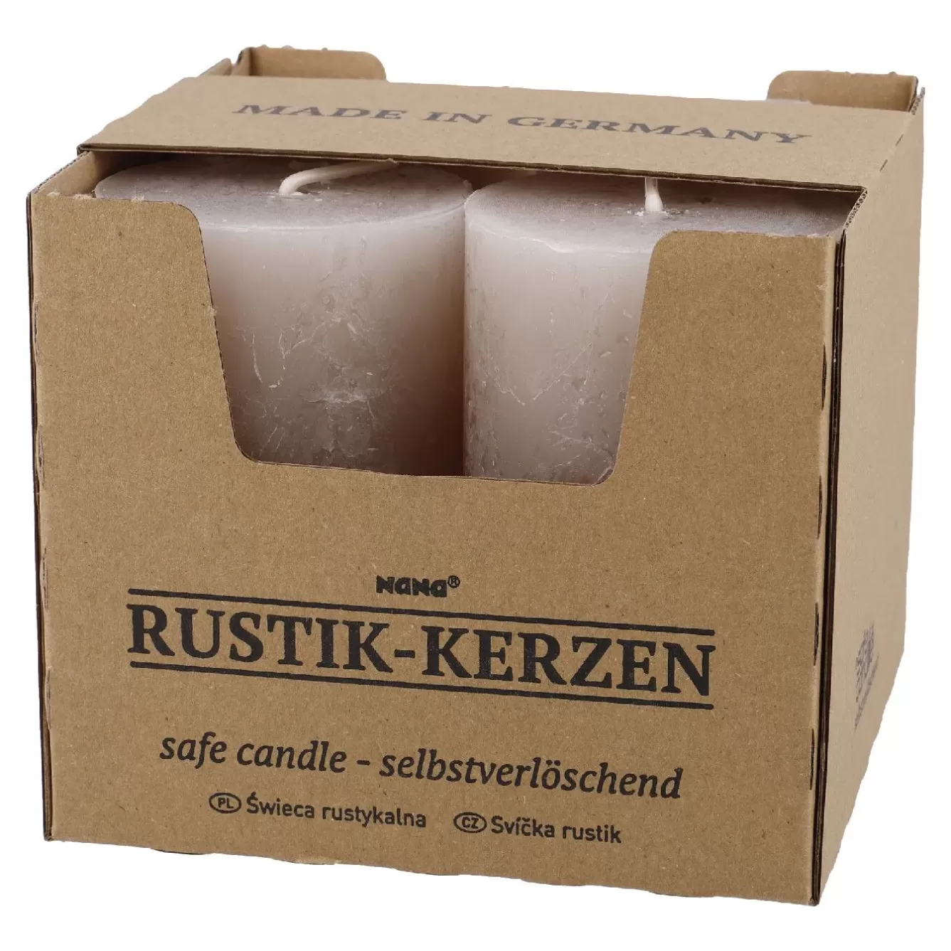 Kerzen & Kerzenständer | Weihnachtskerzen>NANU-NANA 4er Set Kerze Rustik, Sand, 6 X 10 Cm