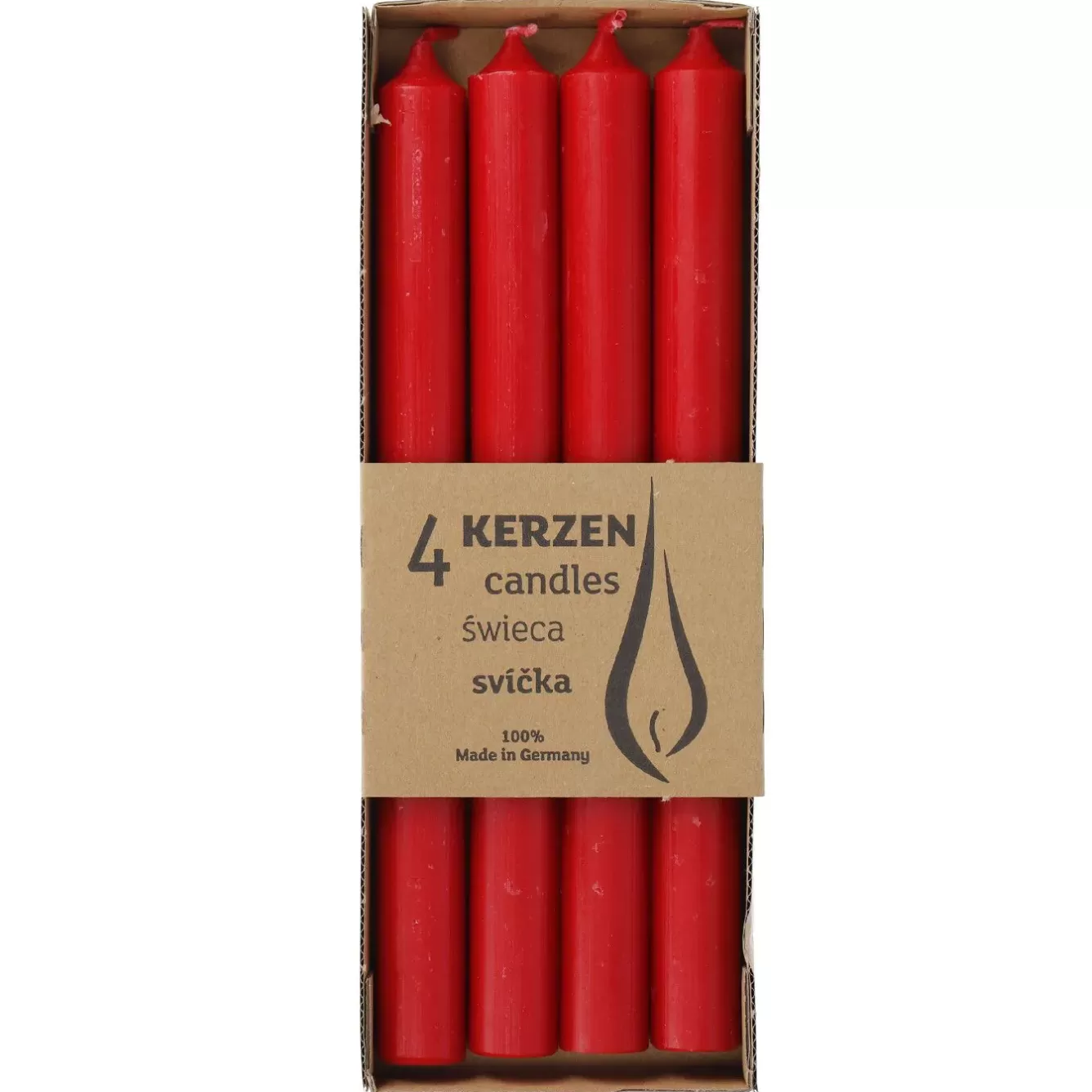 Hochzeitsdeko | Kerzen & Kerzenständer>NANU-NANA 4er Set Stabkerze Rustik, Rot, 25 Cm