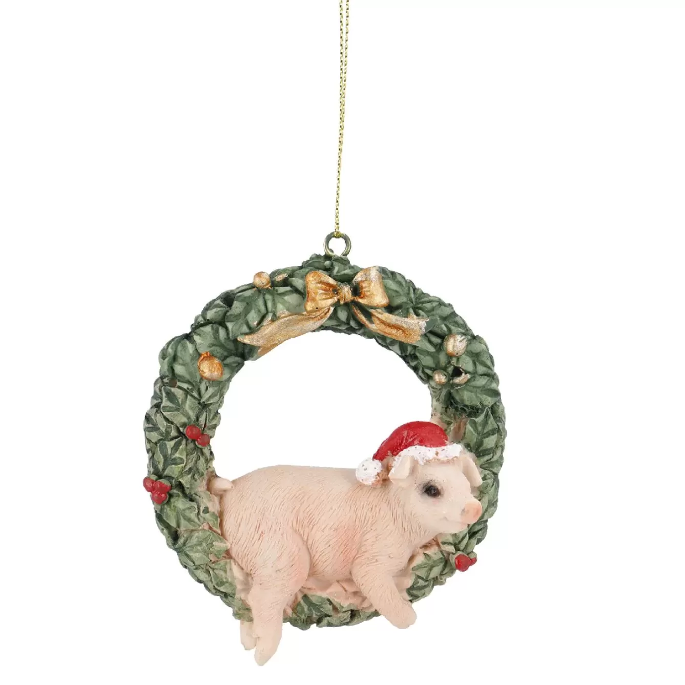 Figuren | Weihnachtsbaumschmuck>NANU-NANA Anhänger Tier In Kranz, Schwein, 8.5 X 9.5 Cm