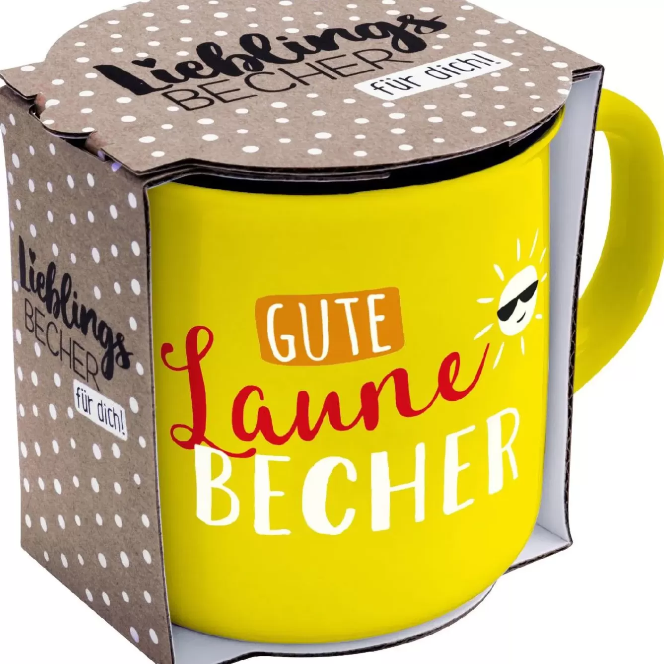 Geschenkideen | Küche>NANU-NANA Becher Emaille-Optik, Gute Laune Becher, 350 Ml