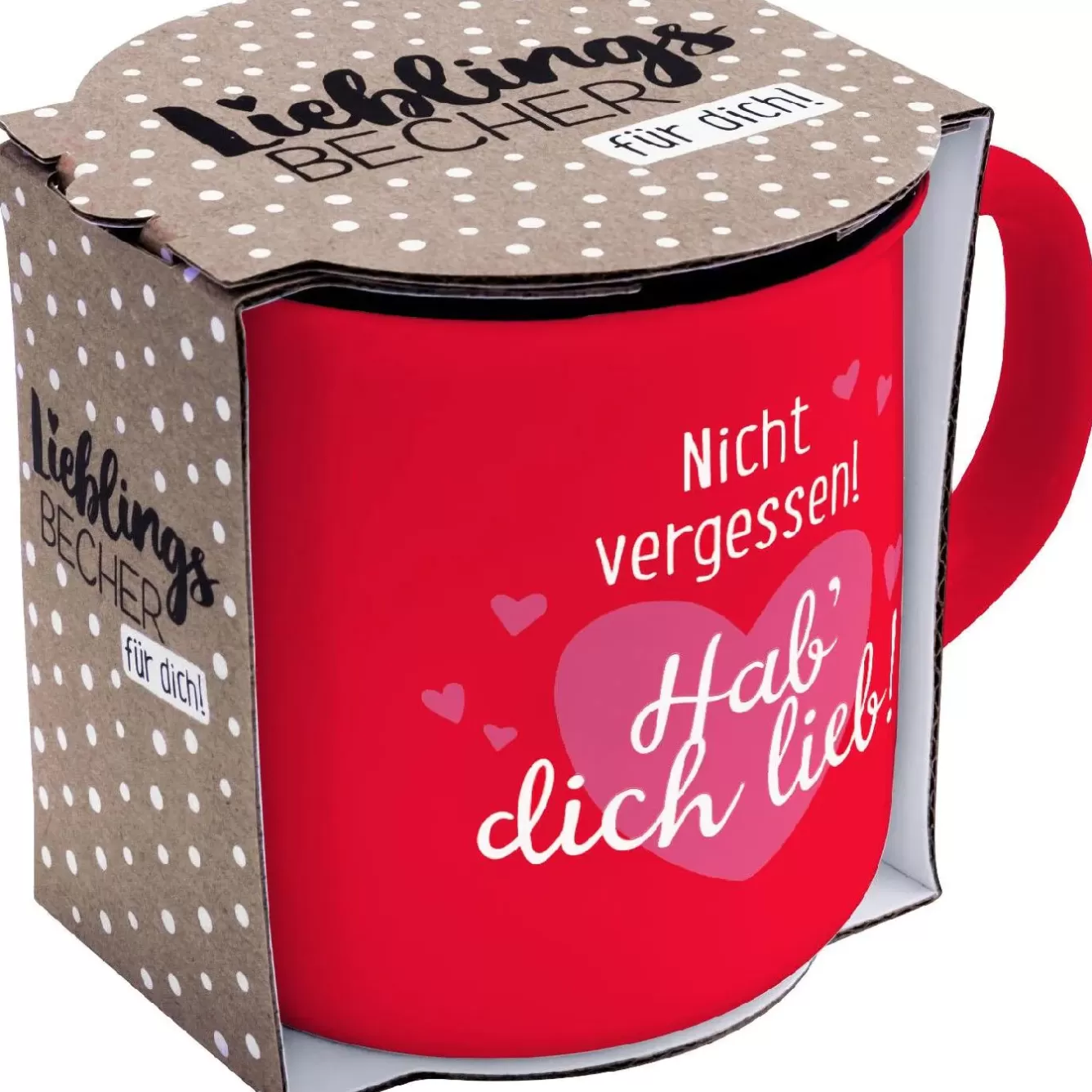 Küche>NANU-NANA Becher Emaille-Optik, Hab Dich Lieb, 350 Ml