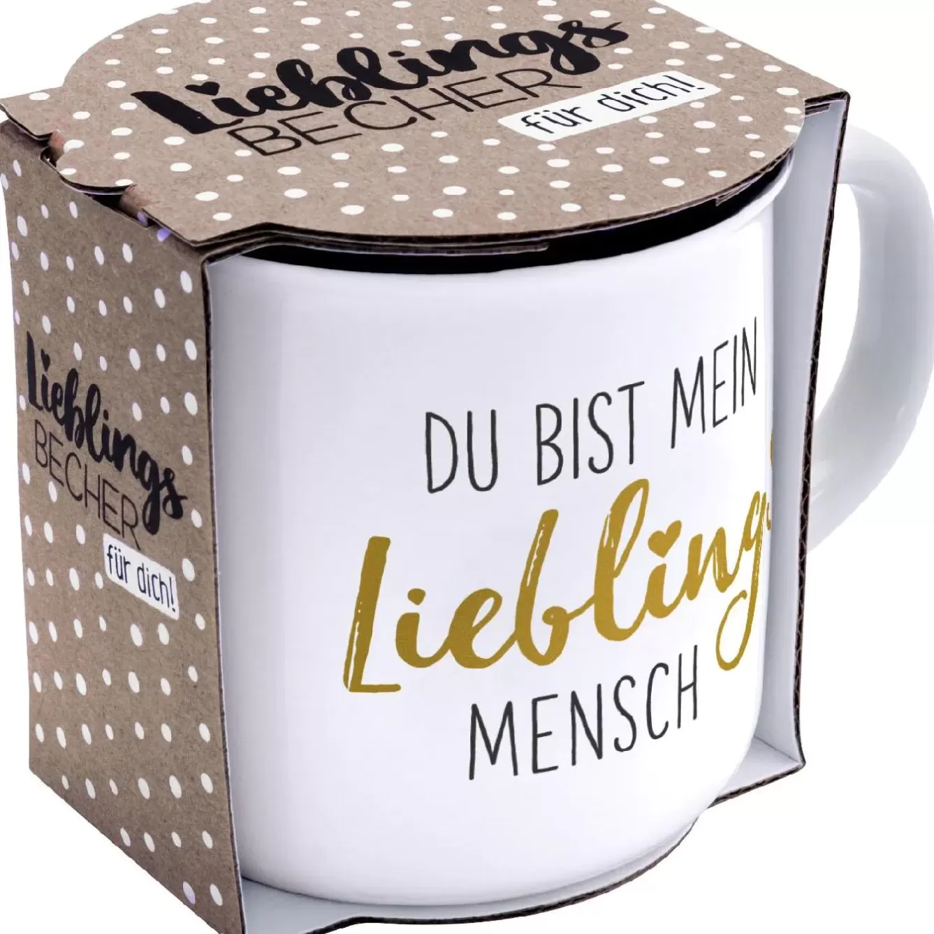 Küche>NANU-NANA Becher Emaille-Optik, Lieblingsmensch, 350 Ml