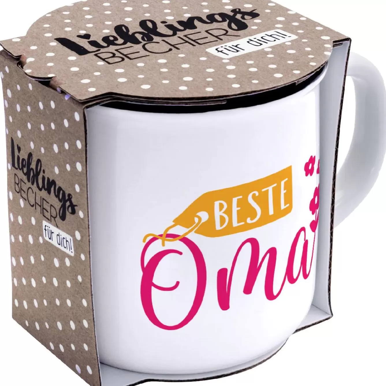 Küche>NANU-NANA Becher Emaille-Optik, Oma, 350 Ml