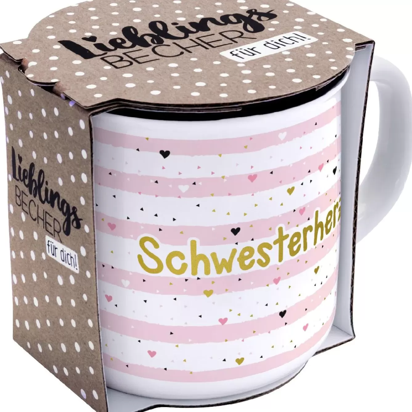 Küche>NANU-NANA Becher Emaille-Optik, Schwesterherz, 350 Ml