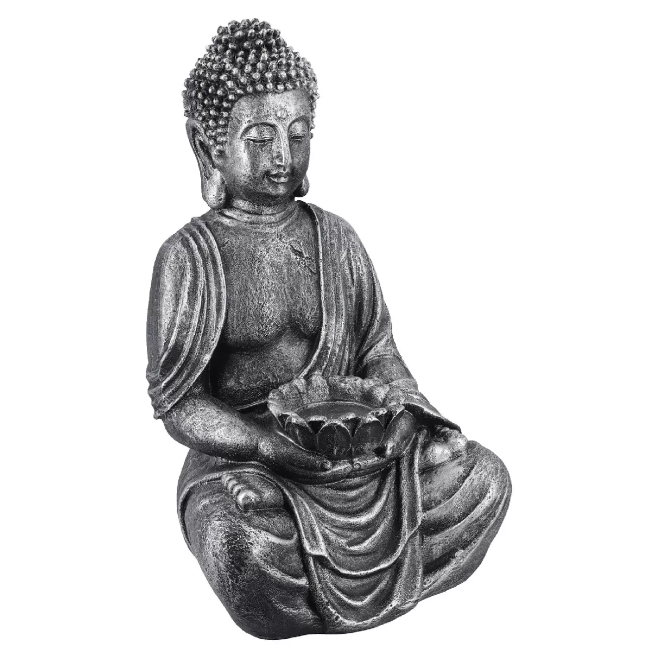 Geschenkideen | Figuren>NANU-NANA Buddha Blüte, Silber-grau, 40 Cm