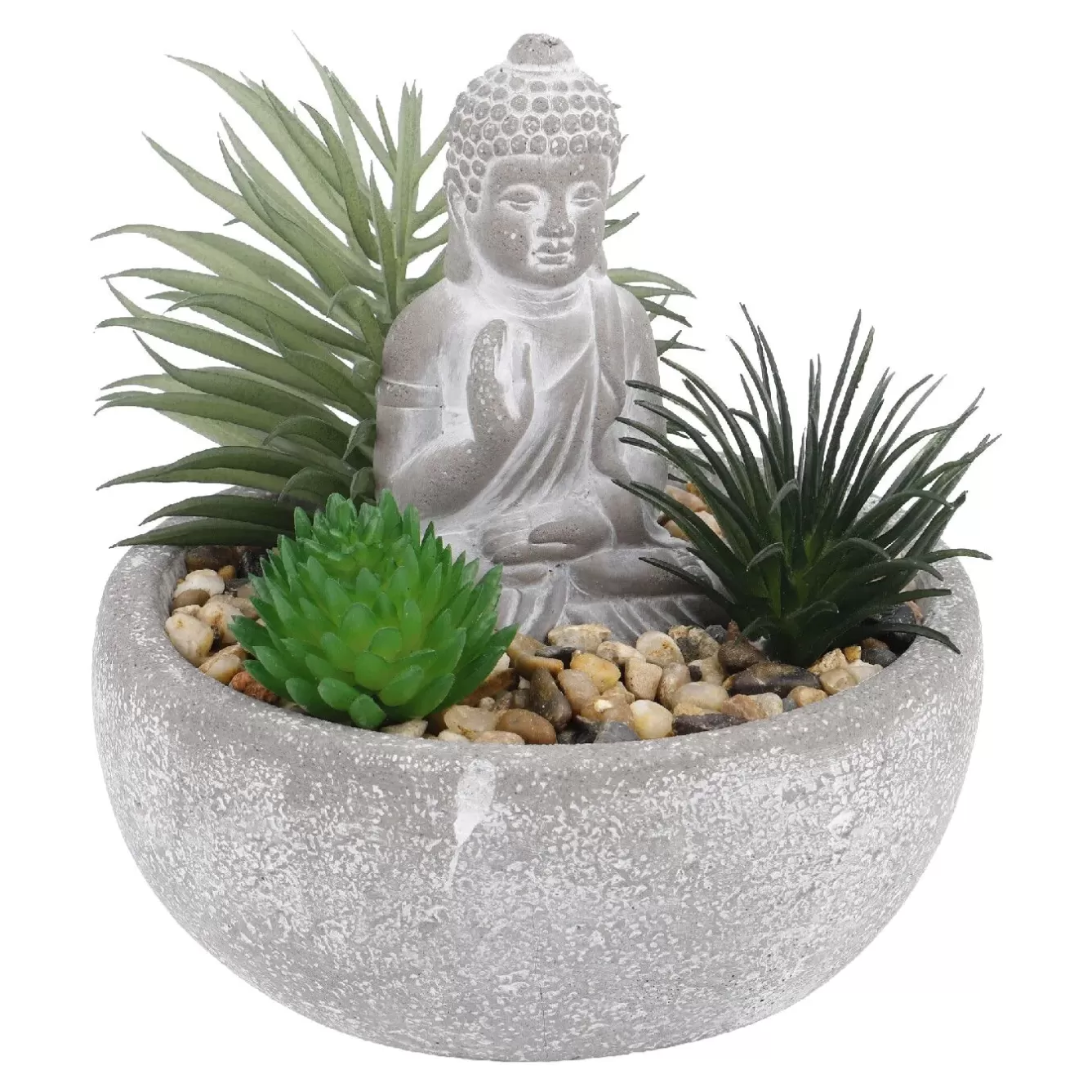 Geschenkideen | Outdoor & Garten>NANU-NANA Deko-Objekt Buddha Mit Sukkulente, Grau/grün, 12 Cm