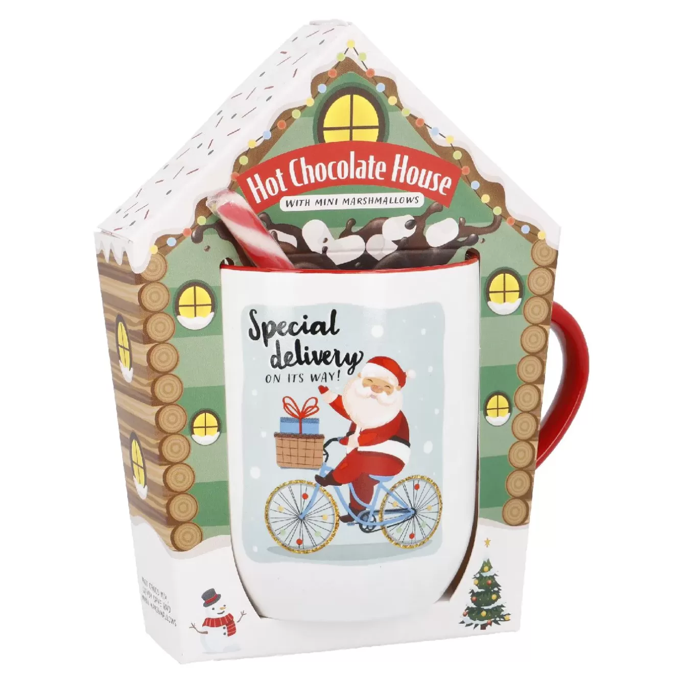 Küche | Weihnachtsgeschenke>NANU-NANA Geschenk-Set Trinkschokolade + Becher, Haus/Fahrrad