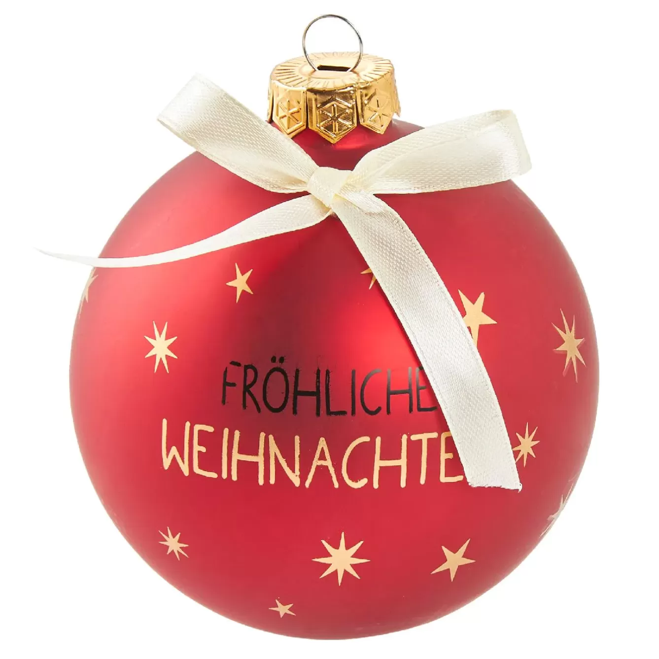 Weihnachtsbaumschmuck | Weihnachtsgeschenke>NANU-NANA Glaskugel Spruch, Fröhliche/rot/matt, 10 Cm