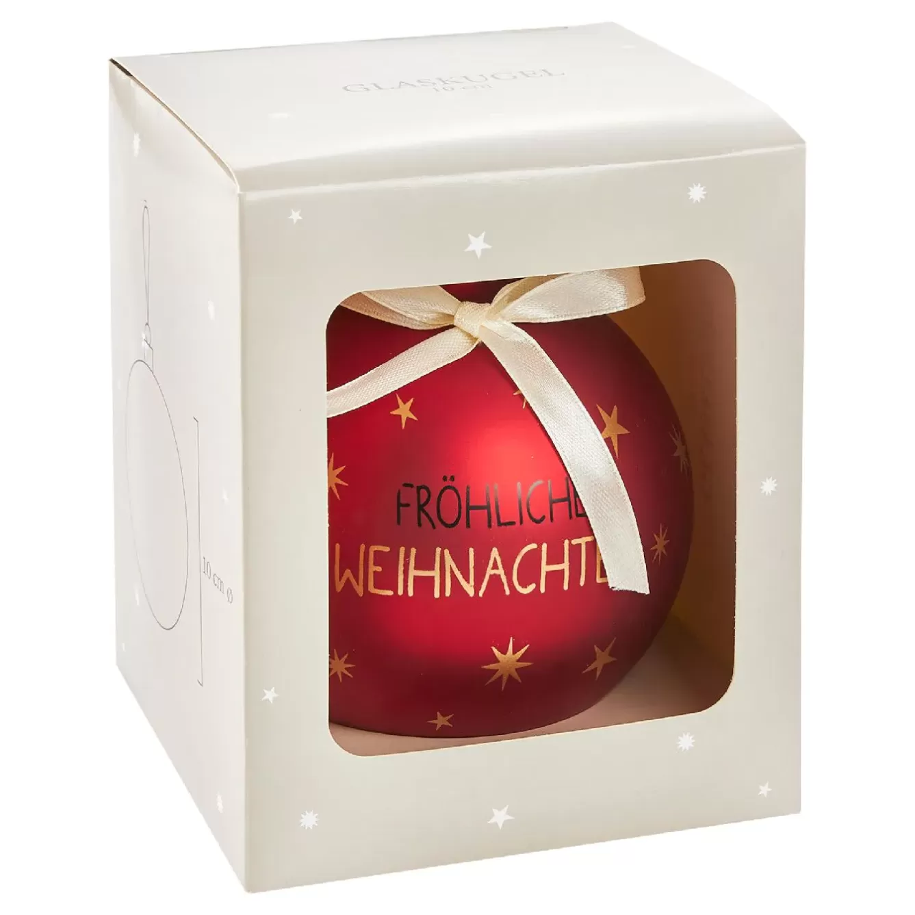 Weihnachtsbaumschmuck | Weihnachtsgeschenke>NANU-NANA Glaskugel Spruch, Fröhliche/rot/matt, 10 Cm