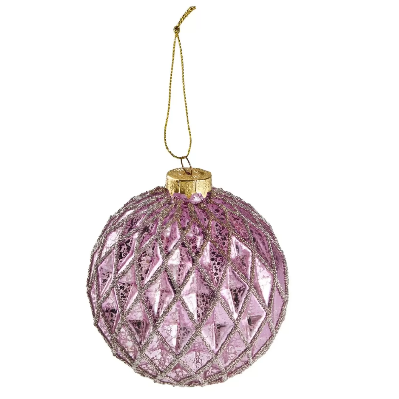 Weihnachtsbaumschmuck | Weihnachten>NANU-NANA Kugel Relief, Rauten/lila/gold, 10 Cm