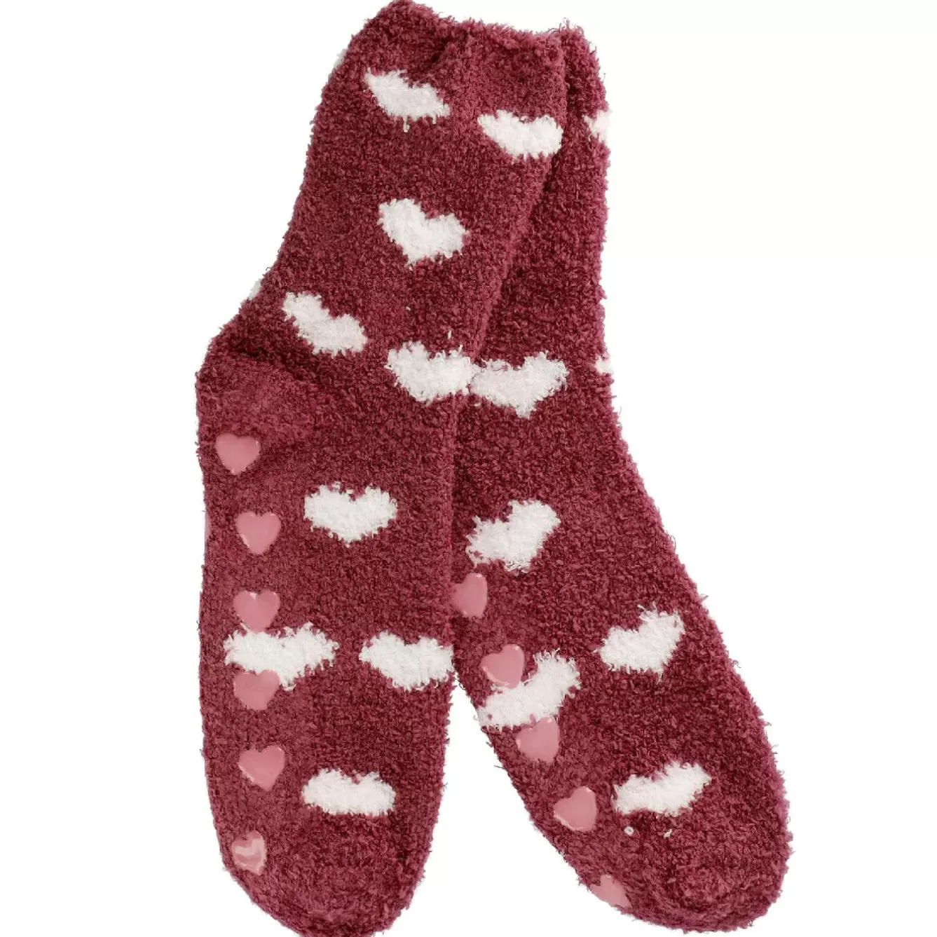 Fashion | Weihnachtsoutfit>NANU-NANA Kuschelsocken Anti-Rutsch, Herzen/bordeaux