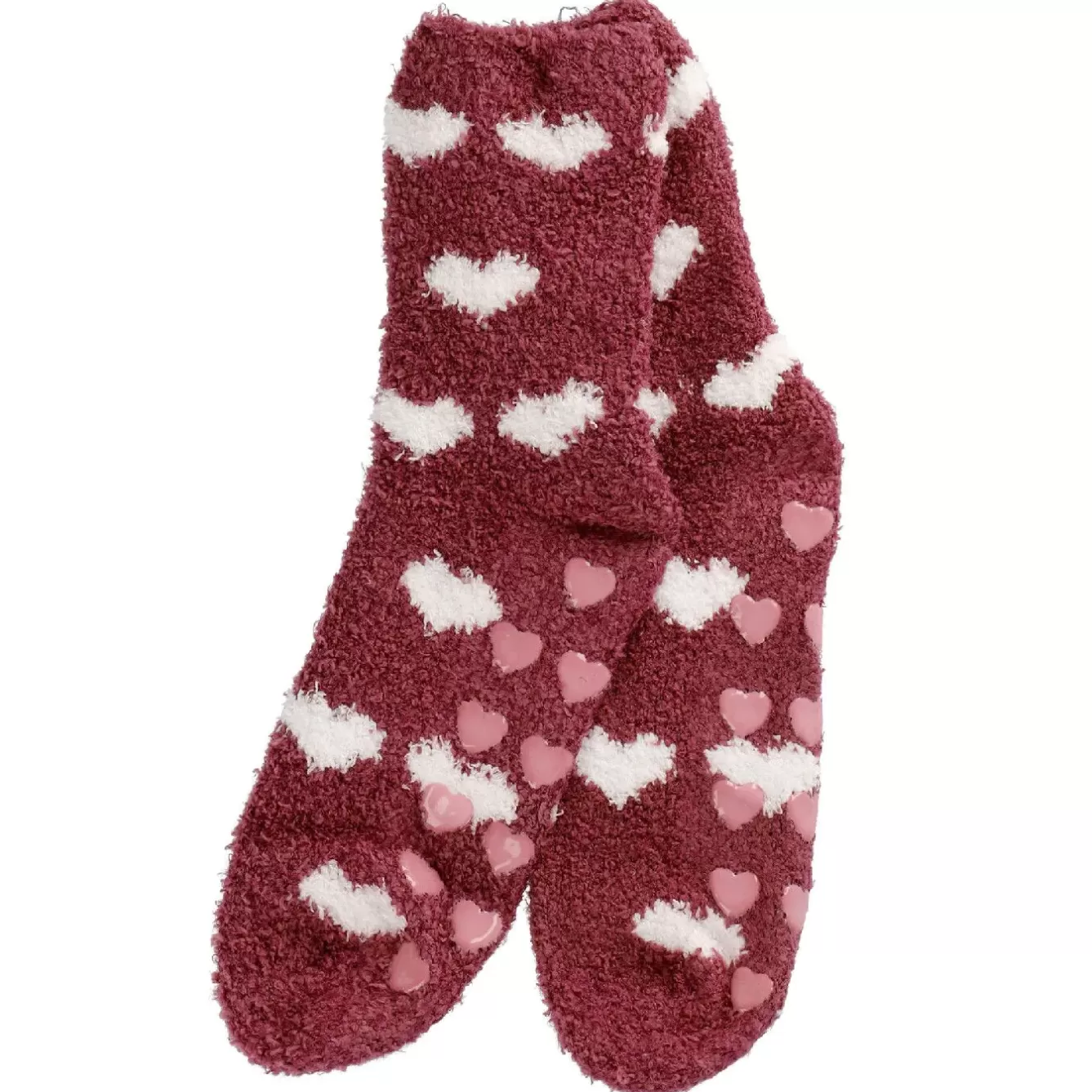 Fashion | Weihnachtsoutfit>NANU-NANA Kuschelsocken Anti-Rutsch, Herzen/bordeaux