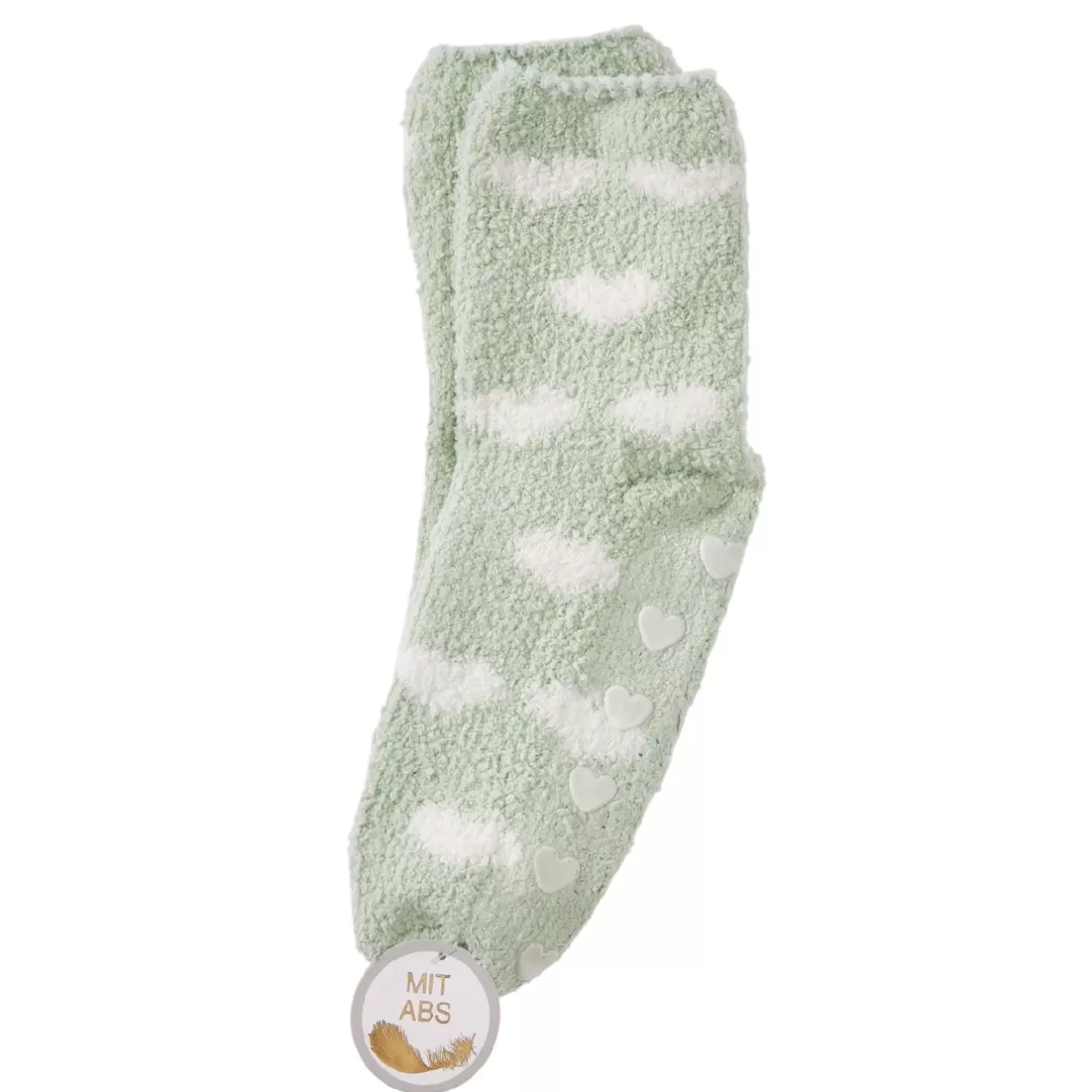 Geschenkideen | Fashion>NANU-NANA Kuschelsocken Anti-Rutsch, Herzen/grün