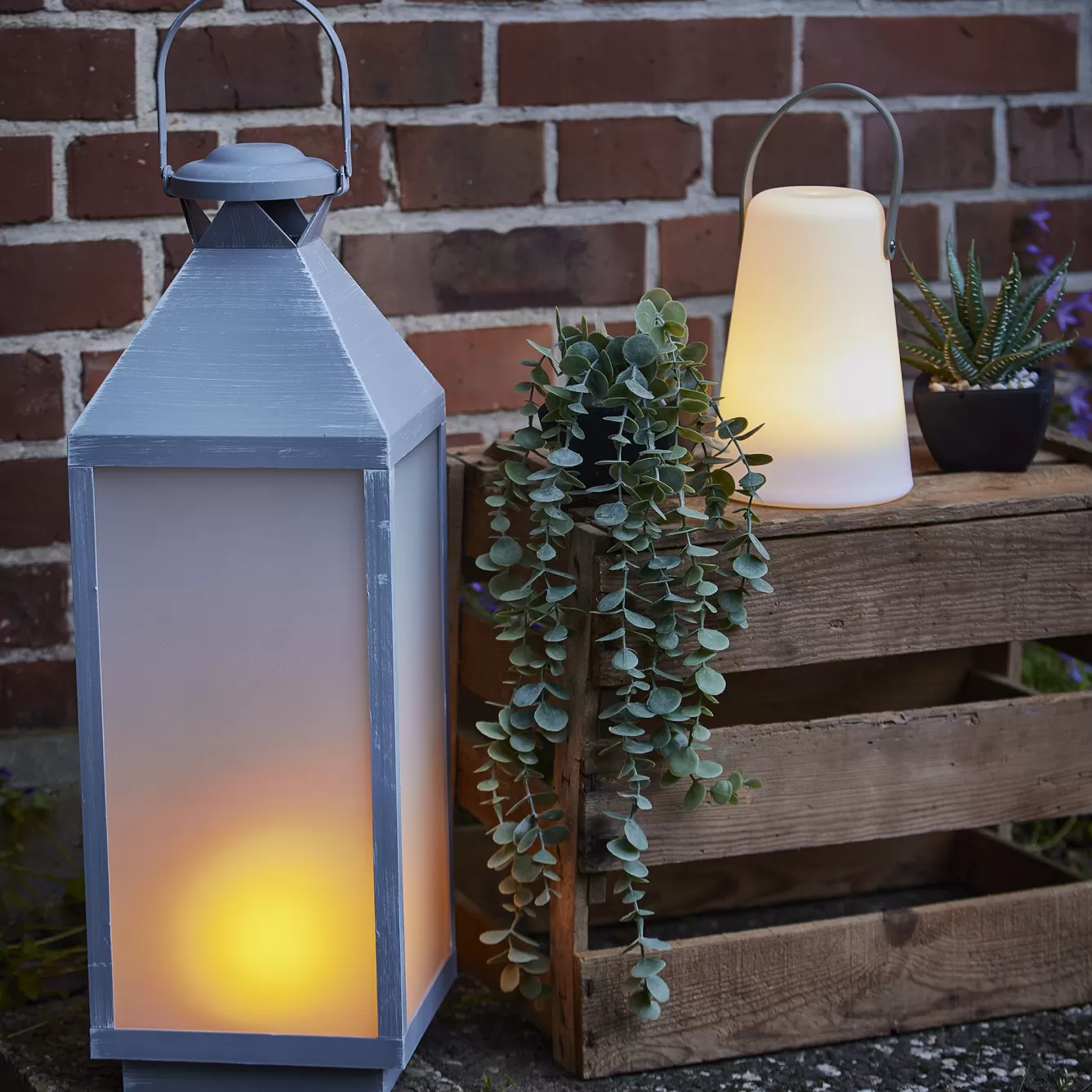 Lichterwelt | Windlichter & Laternen>NANU-NANA LED-Laterne Outdoor, Grau-gewischt, 60 Cm