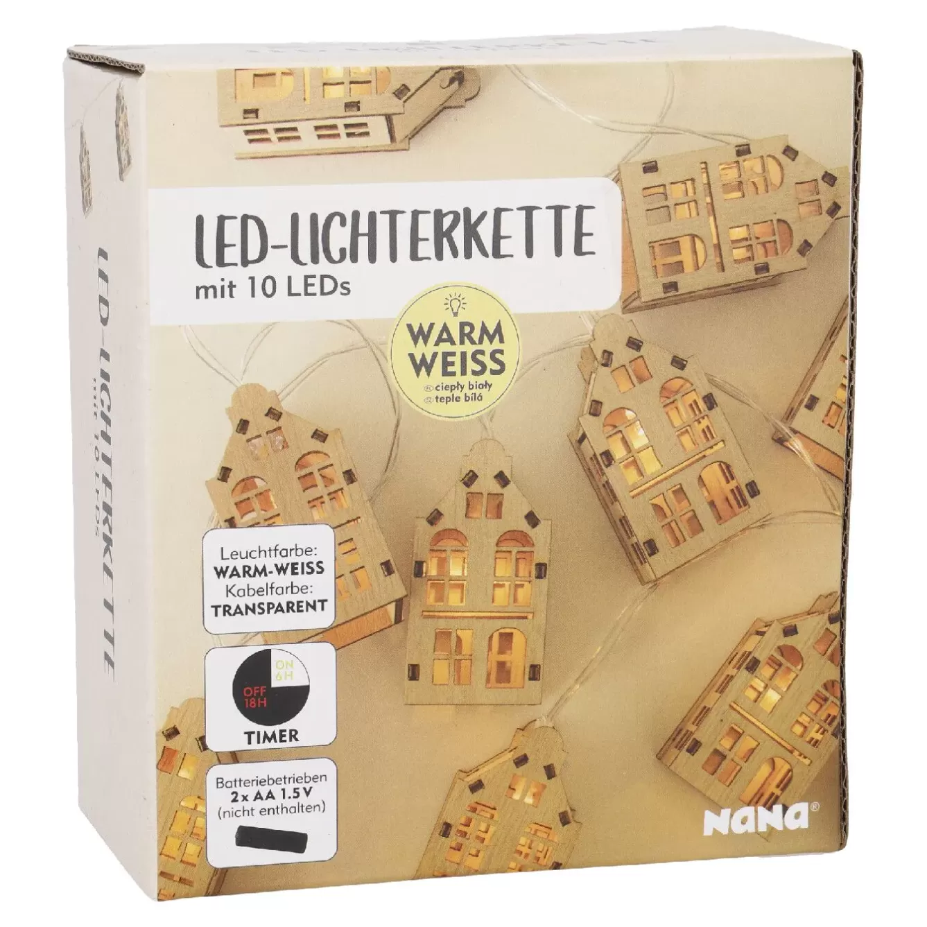 Lichterwelt | Weihnachtsbeleuchtung>NANU-NANA LED-Lichterkette Häuser, 10er