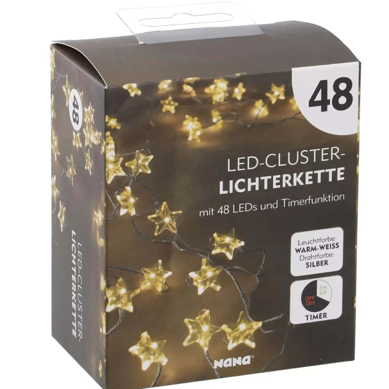 Lichterwelt | Weihnachtsbeleuchtung>NANU-NANA Lichterkette Stern/Cluster, Silber, 48 LED