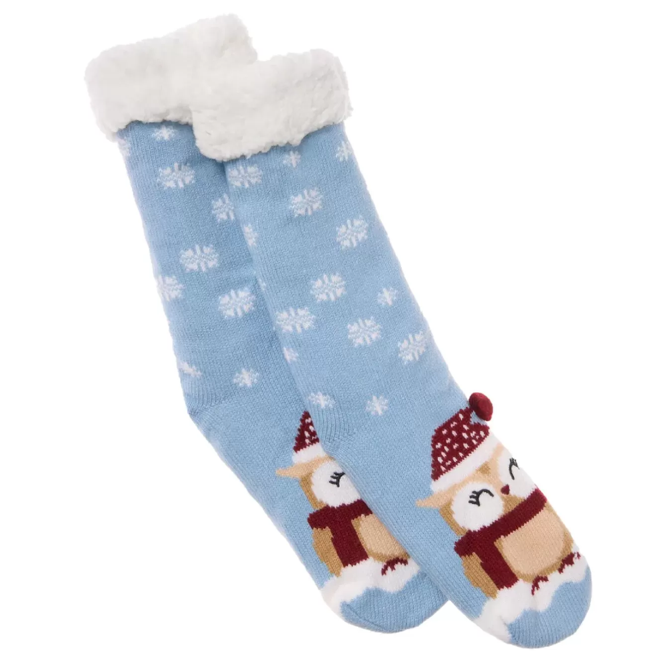 Geschenkideen | Fashion>NANU-NANA Norweger Socken Xmas, Eule/hellblau, Größe 35-42