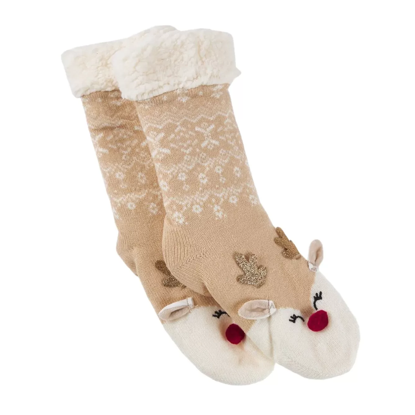 Geschenkideen | Fashion>NANU-NANA Norweger Socken Xmas, Rentier/beige, Größe 35-42