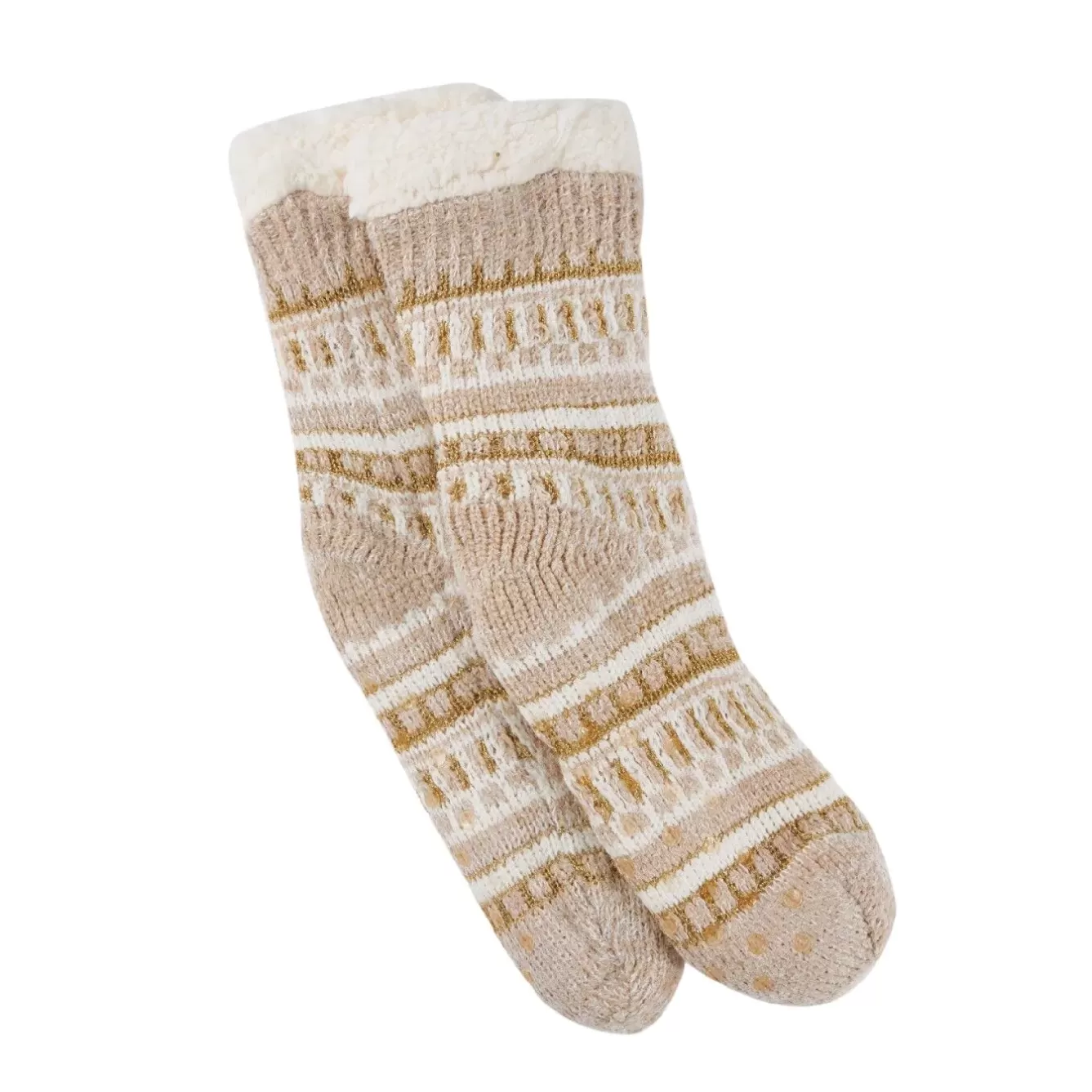 Geschenkideen | Fashion>NANU-NANA Norwegersocken Design, Beige/gold, One Size