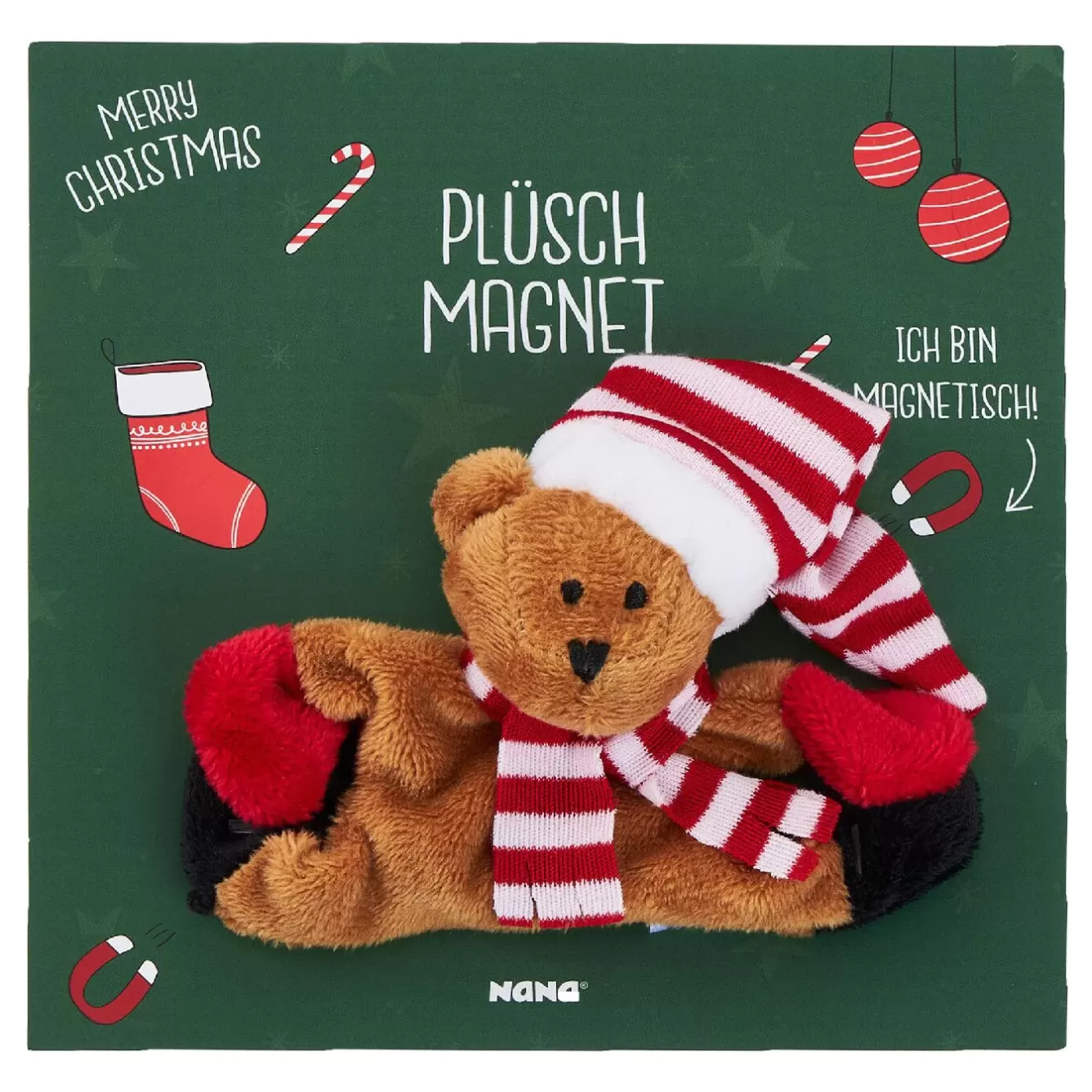 Weihnachtsgeschenke | Nikolaus>NANU-NANA Plüschmagnet Xmas, Bär, 9 Cm