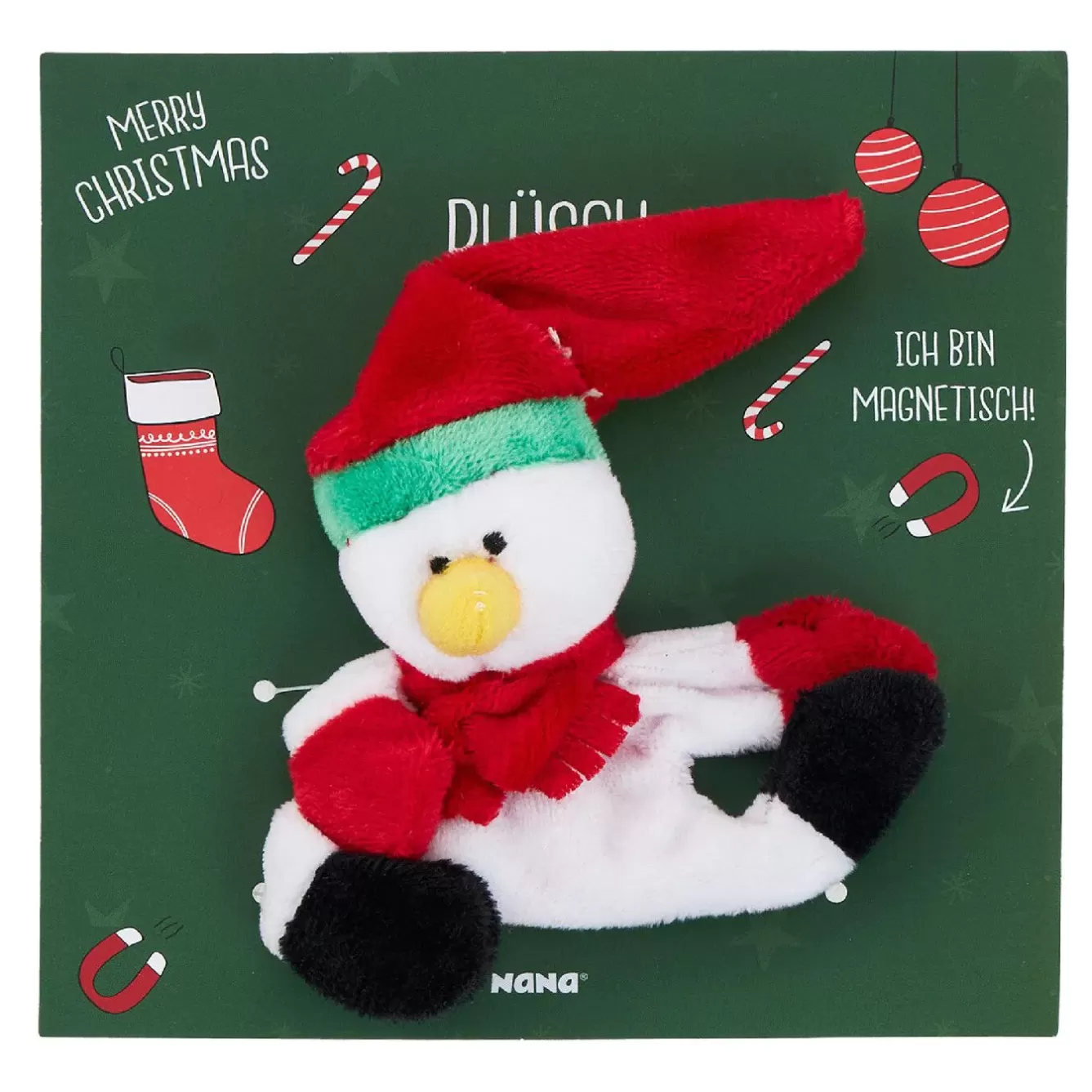 Weihnachtsgeschenke | Nikolaus>NANU-NANA Plüschmagnet Xmas, Schneemann, 9 Cm