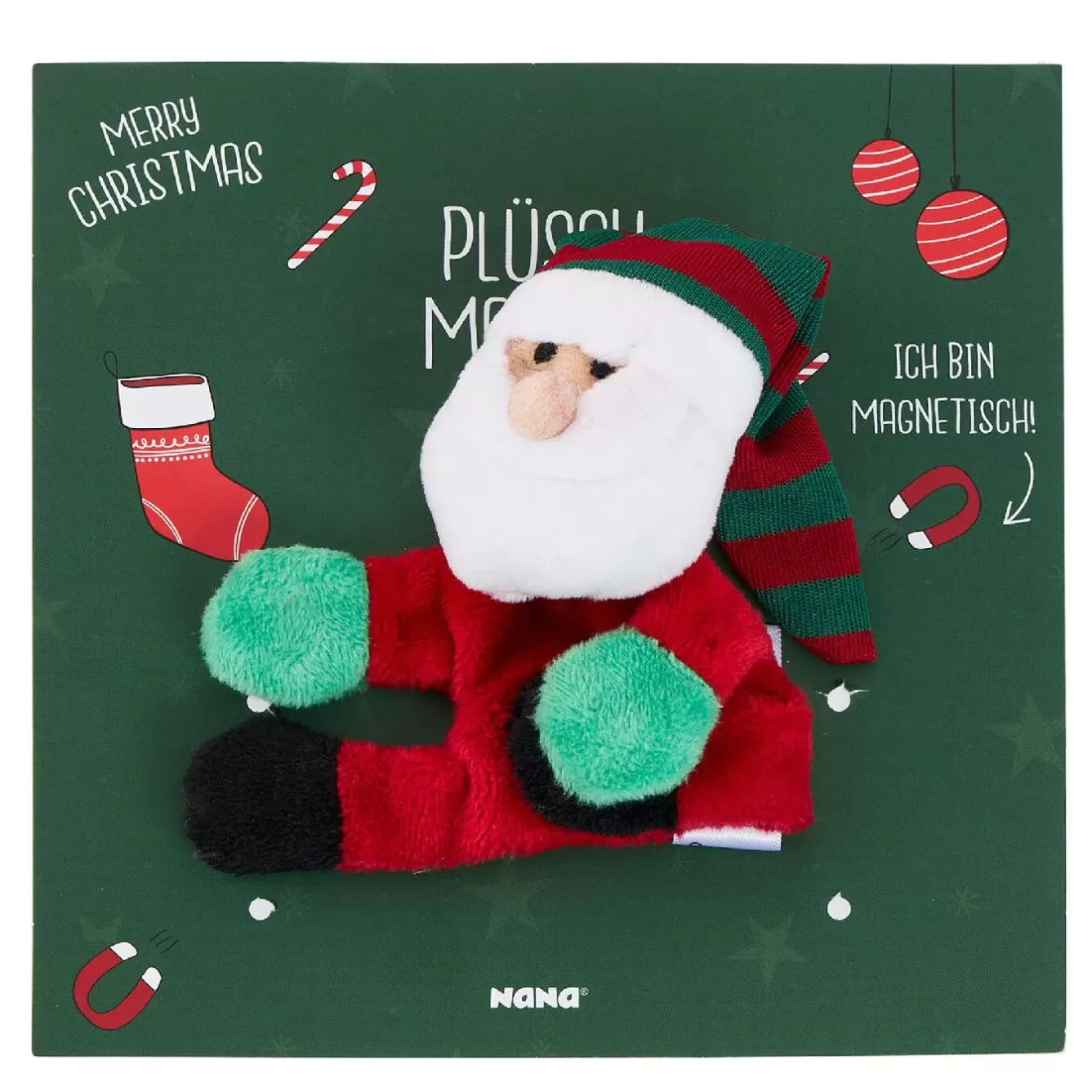 Weihnachtsgeschenke | Nikolaus>NANU-NANA Plüschmagnet Xmas, Weihnachtsmann, 9 Cm