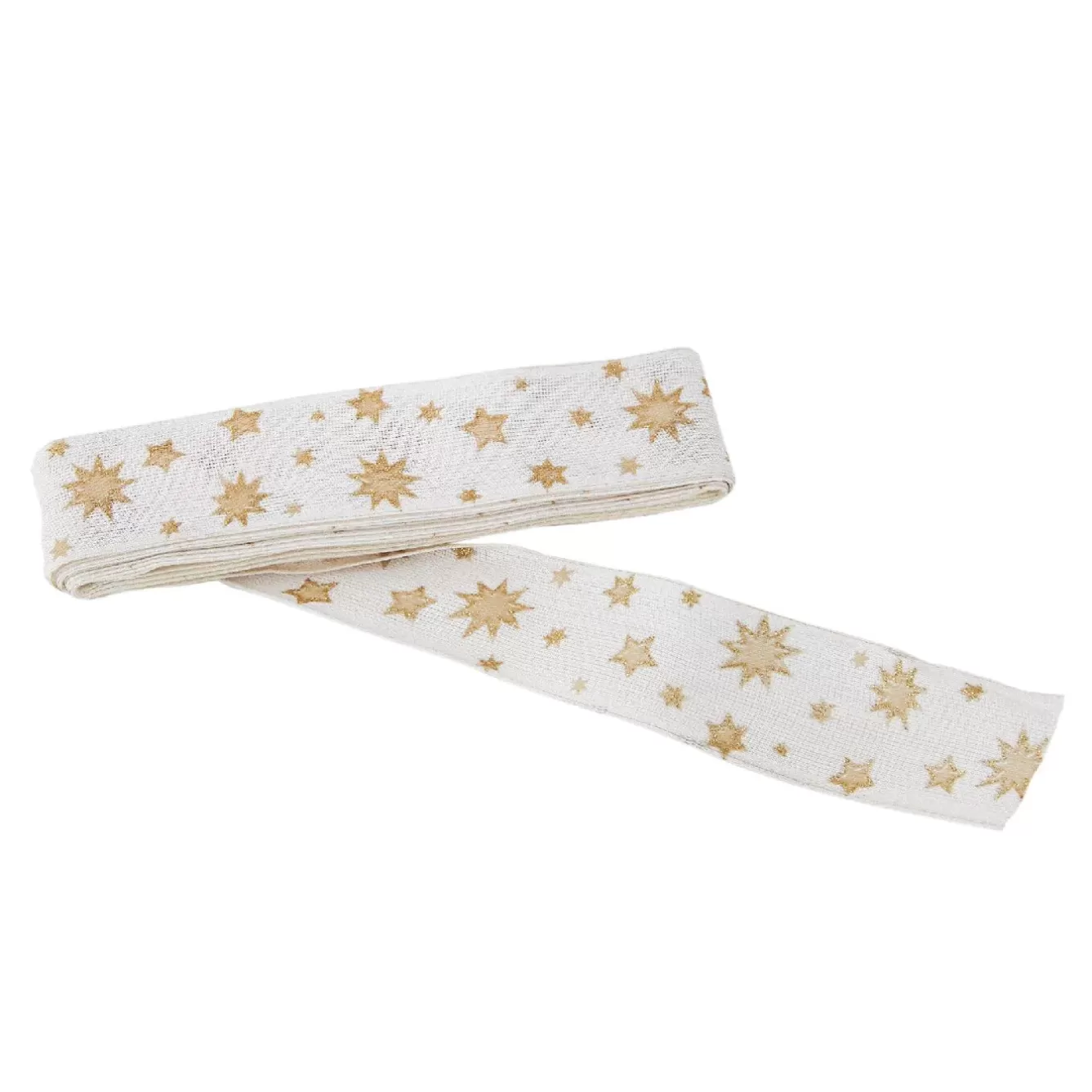 Adventskalender | Geschenkverpackungen>NANU-NANA Schleifenband Sterne, Creme/gold, 3 M