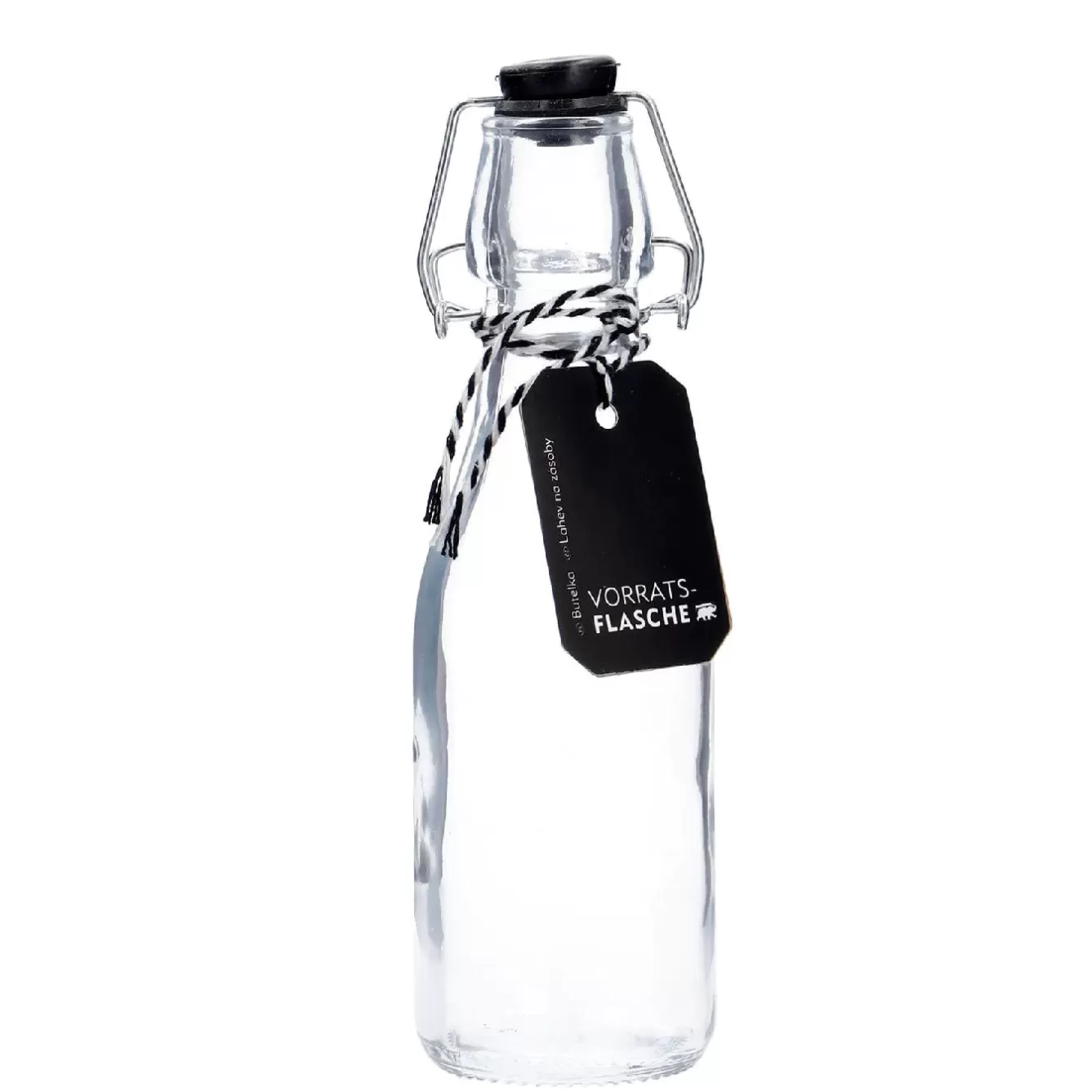 Jga | Gastgeschenke>NANU-NANA Vorratsflasche Mit Schwarzem Seil, Rund, 250 Ml