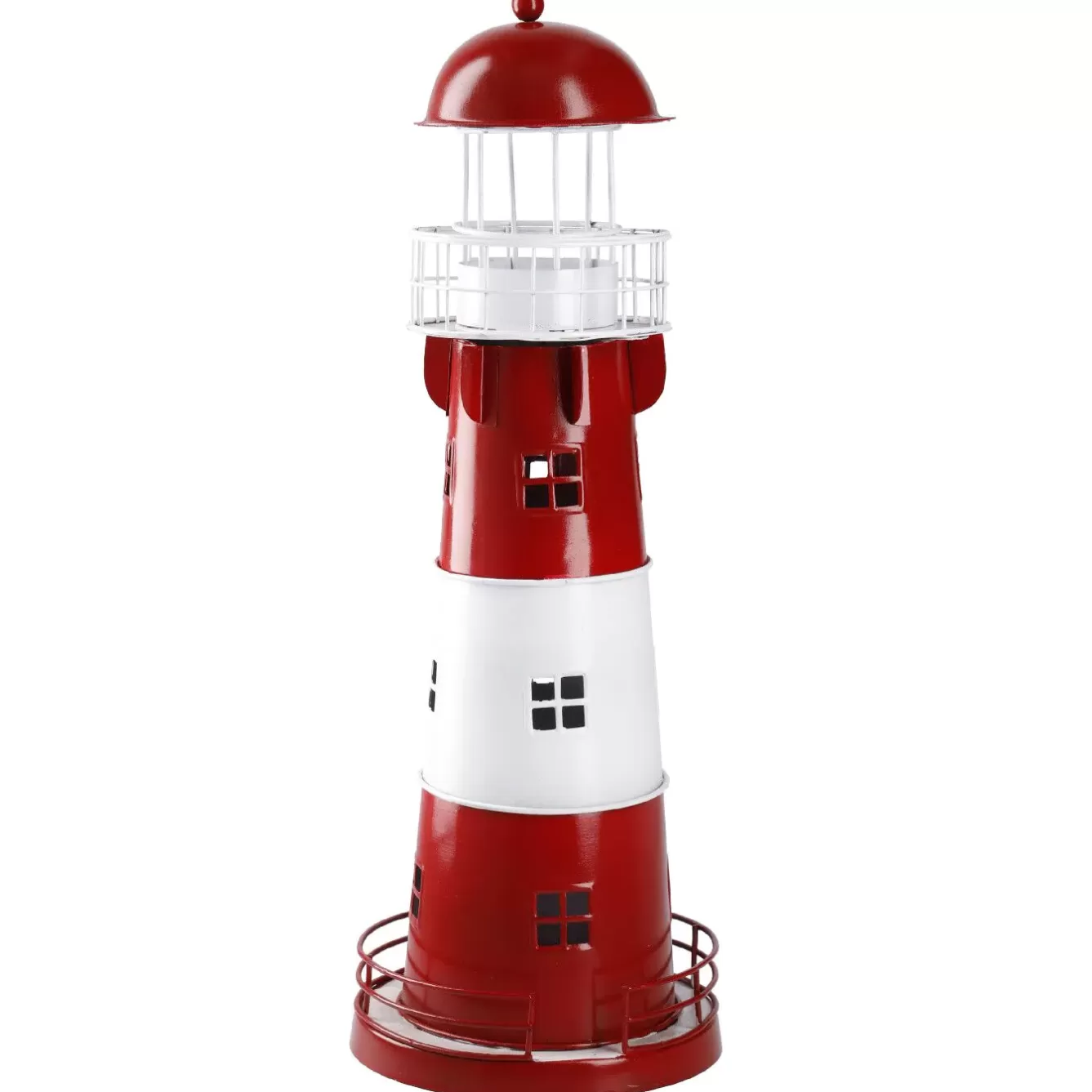 Deko-Objekte | Windlichter & Laternen>NANU-NANA Windlicht Leuchtturm, Rot/weiß, 36 Cm